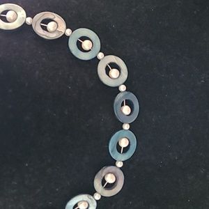 19inch Hand crafted necklace with blue and white beads